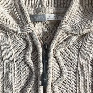 Athleta Hut to Hut Cable Knit Hooded Tunic Sweater Dress 1/2 Zip